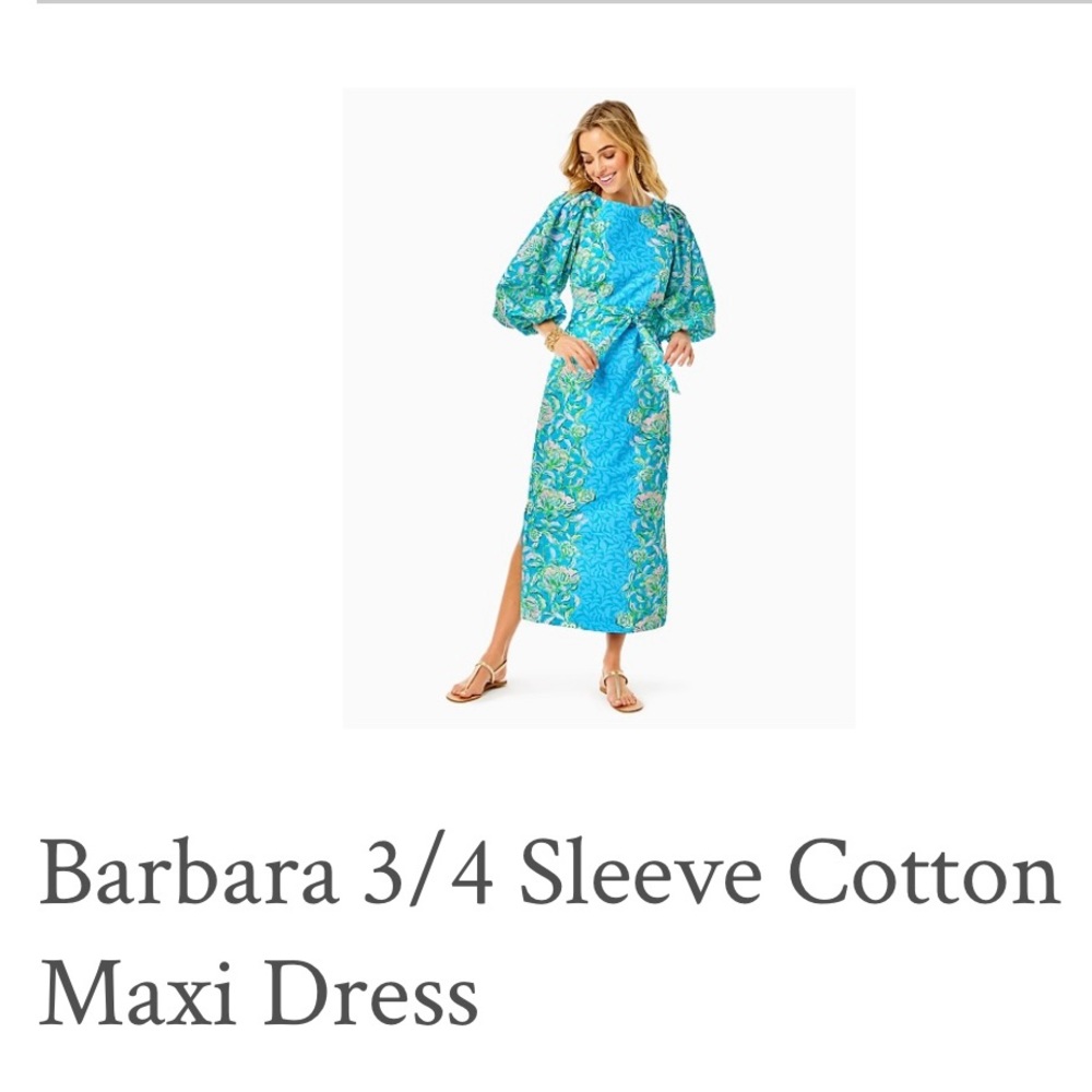 Lilly Pulitzer Turquoise & Green Floral Barbara Maxi Dress